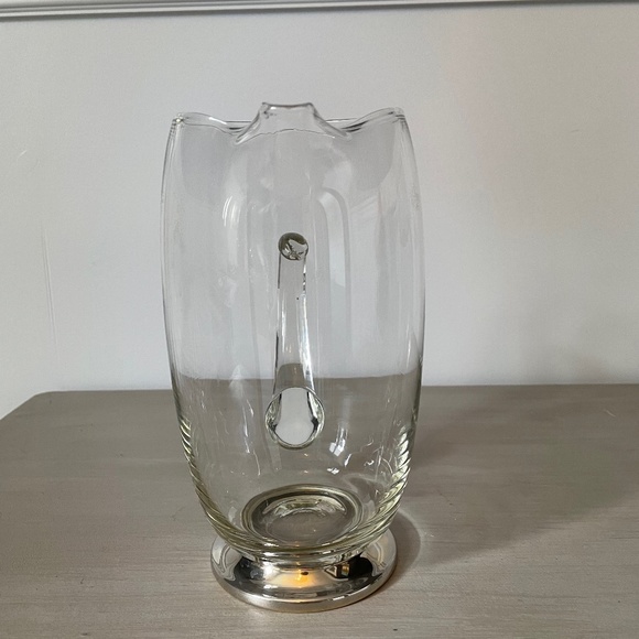 VINTAGE Mid-Century Silver Smith Studio Glass & Silver Cocktail Pitcher - Picture 5 of 10